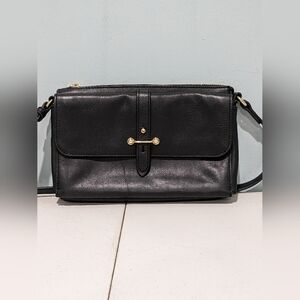 Vince Camuto Black Leather Crossbody Shoulder Bag with Adjustable Strap